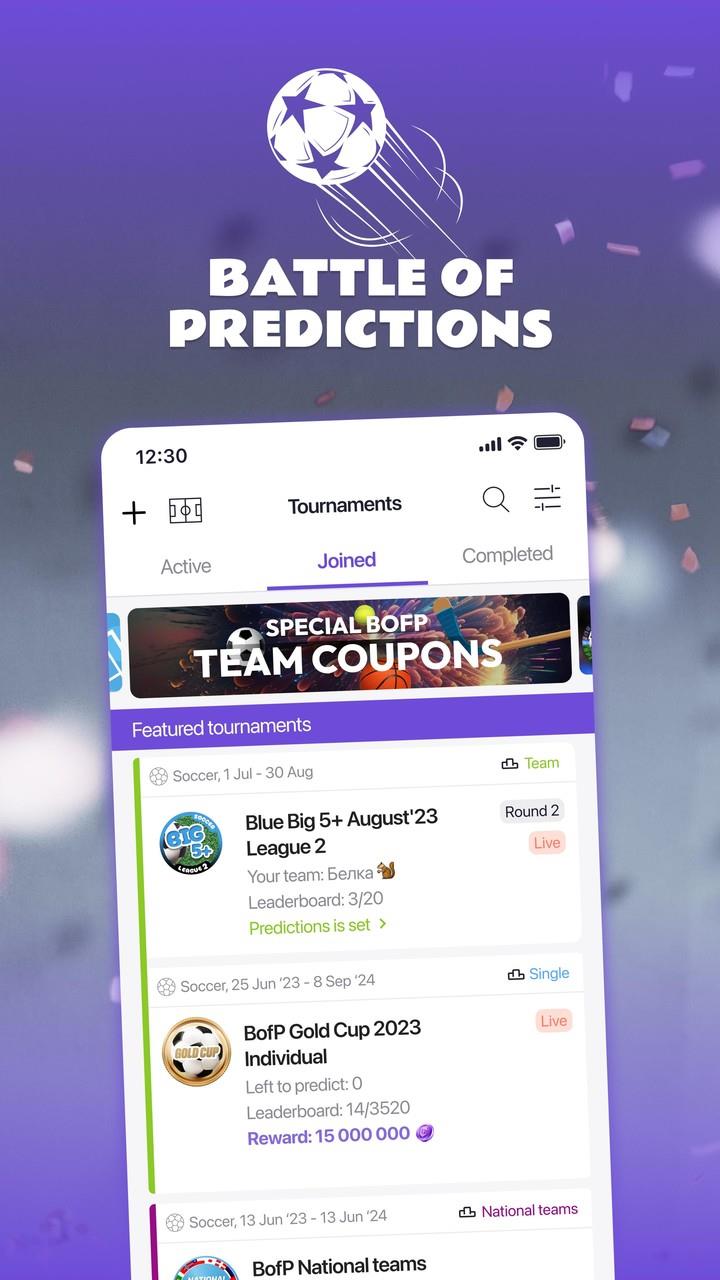 Battle of Predictions - Sports स्क्रीनशॉट 1