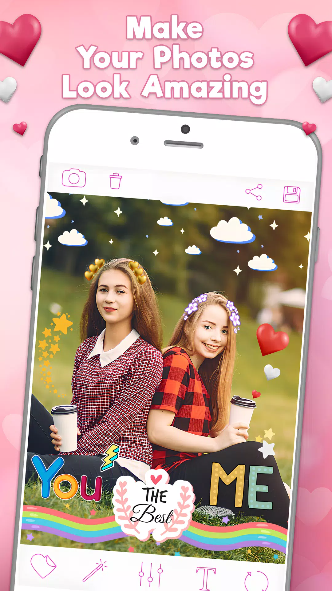 ハート：女の子の写真編集者 スクリーンショット 3