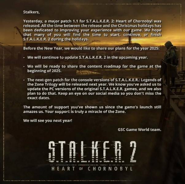 Los creadores de Stalker 2 compartieron sus planes para el 2025
