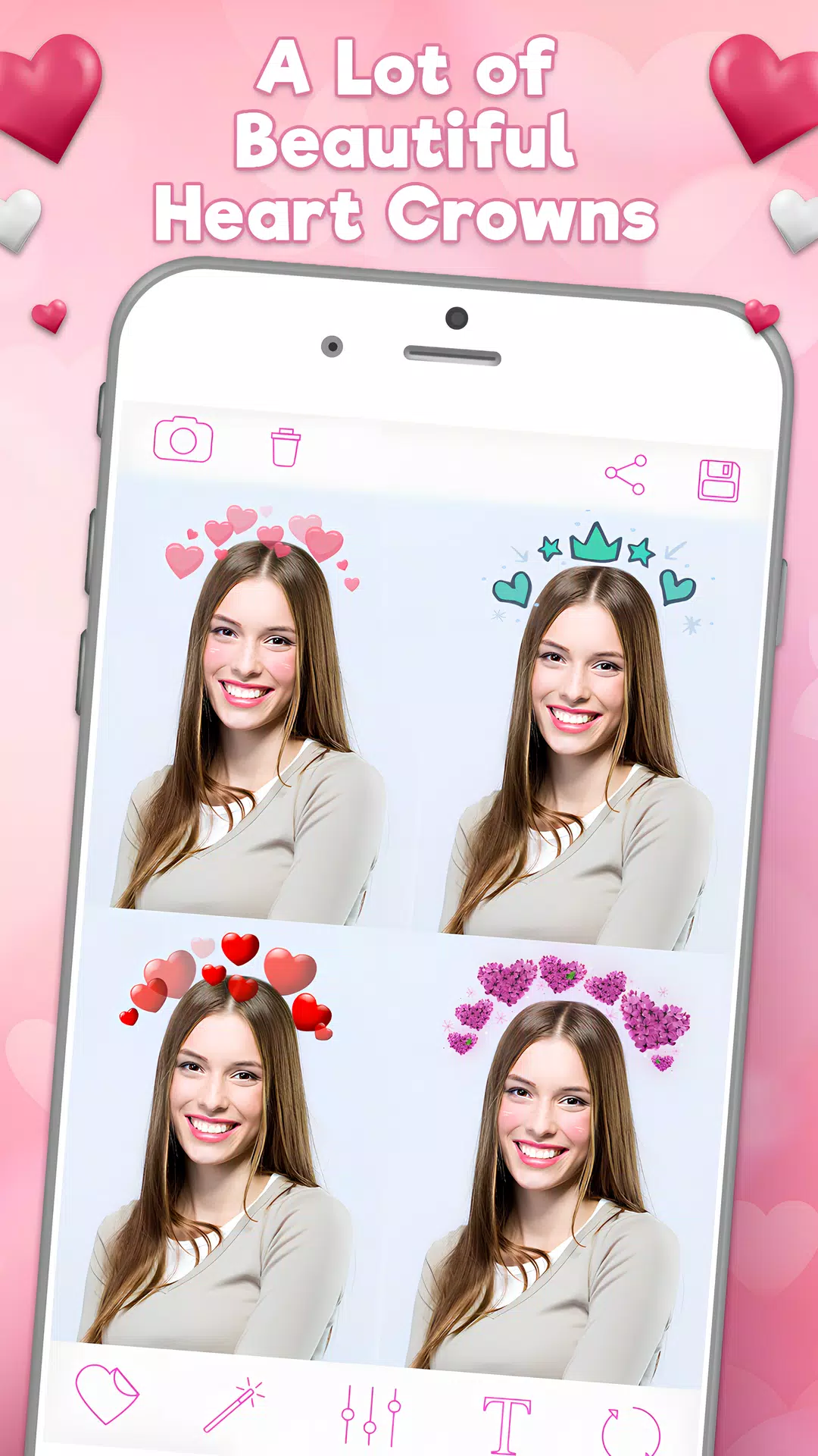 ハート：女の子の写真編集者 スクリーンショット 2