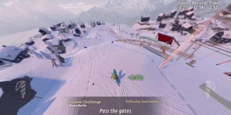 Hurtling down a ski slope in Grand Mountain Adventure 2