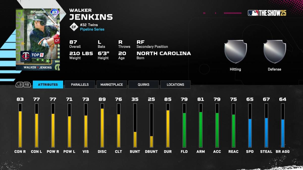 Karta Diamond Dynastia Walkera Jenkinsa w MLB The Show 25.