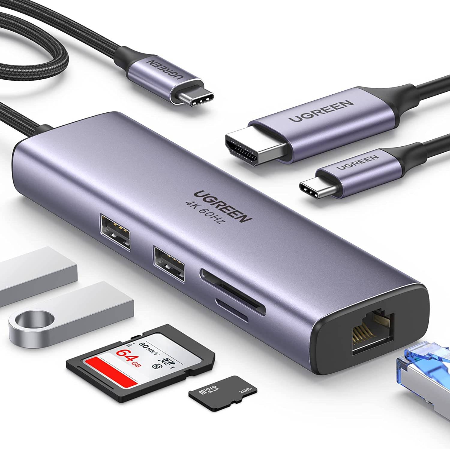 이더넷 포트가있는 우그린 USB-C 허브