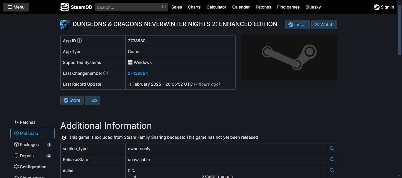 Майнсеры данных обнаружили страницу Steam для ремастера Neverwinter Nights 2