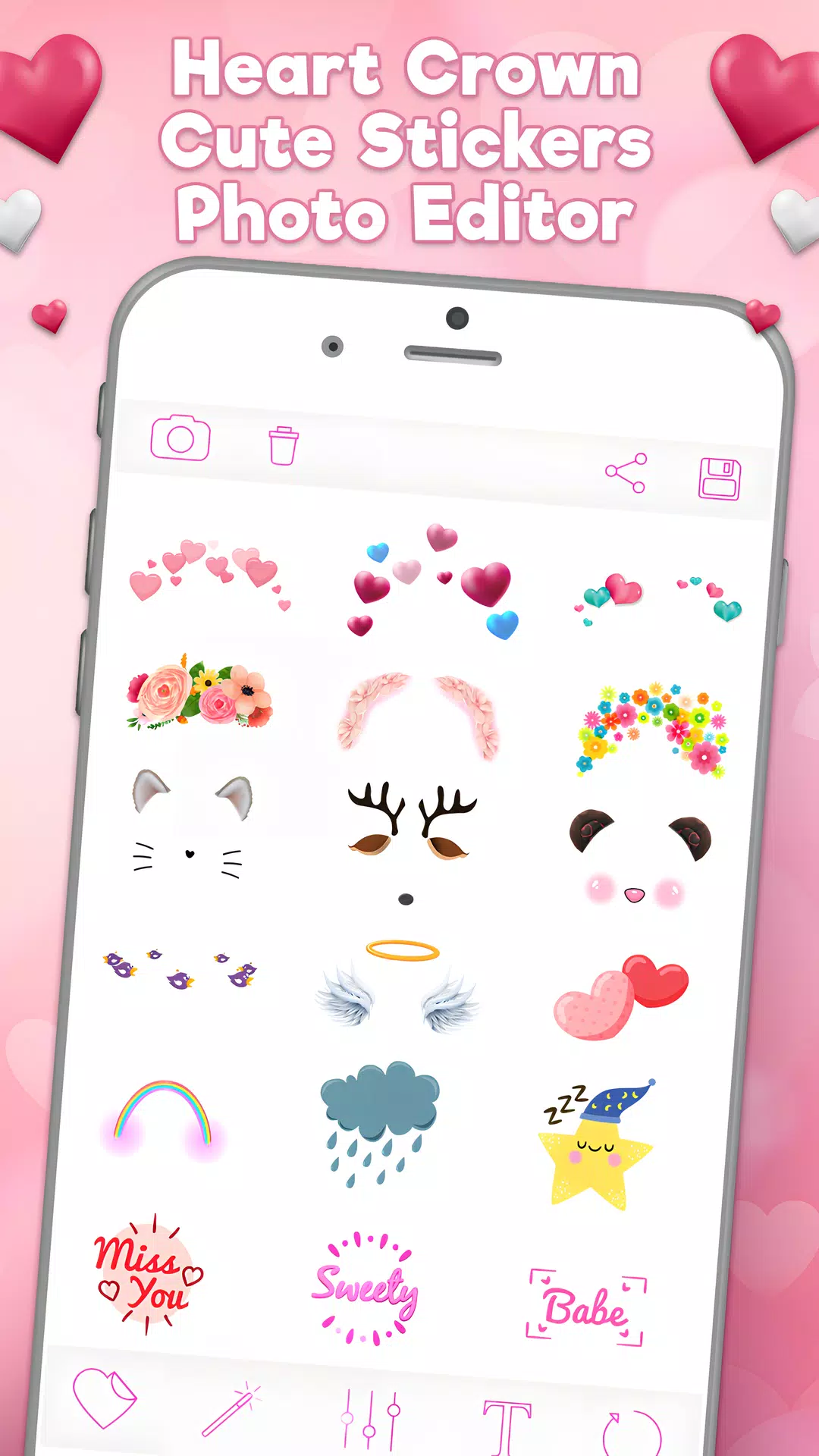 ハート：女の子の写真編集者 スクリーンショット 1