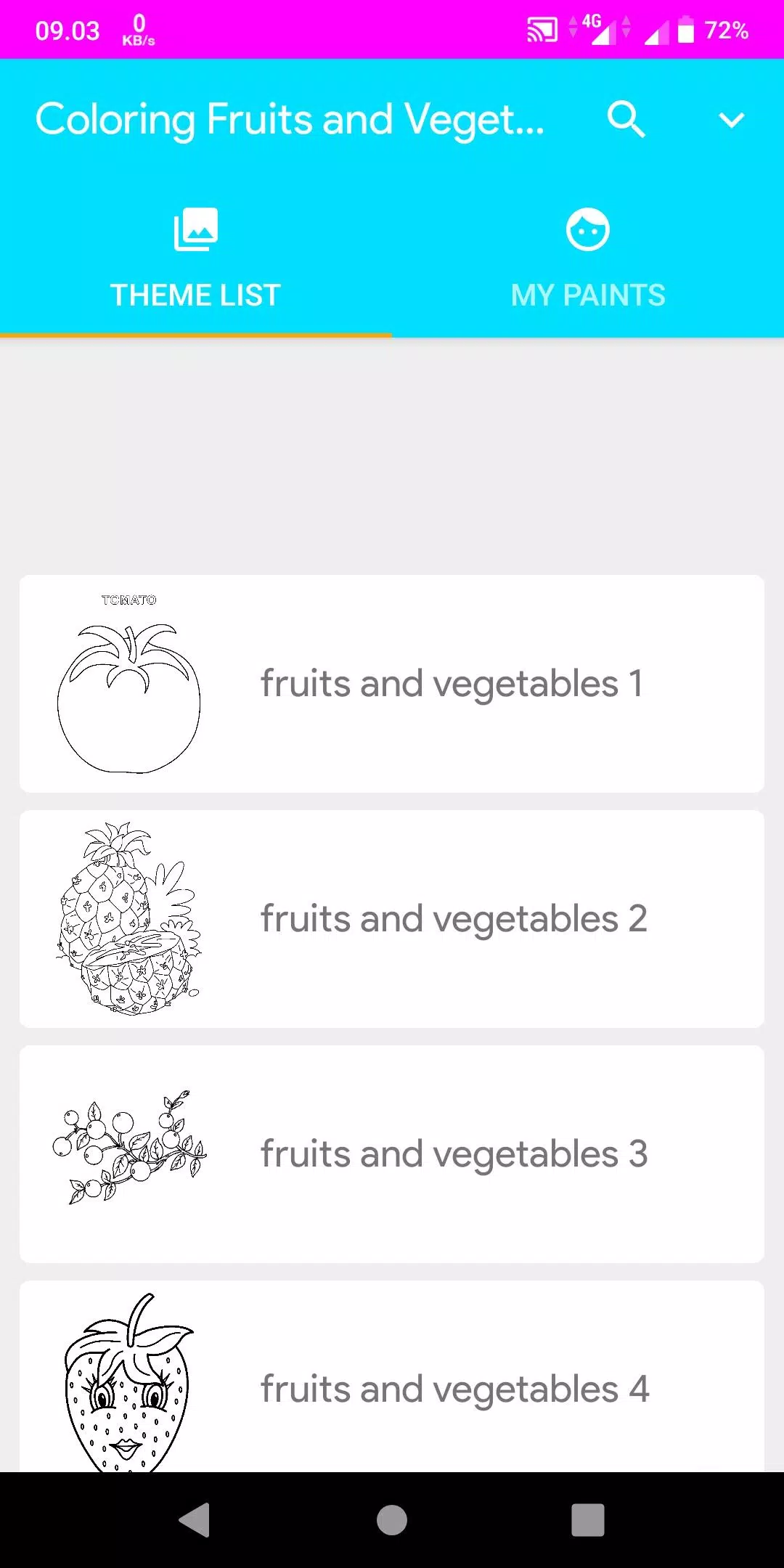 Coloring Fruits And Vegetables スクリーンショット 1